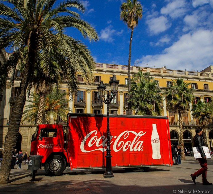 Coca-Cola er overalt, også på Place Reial.